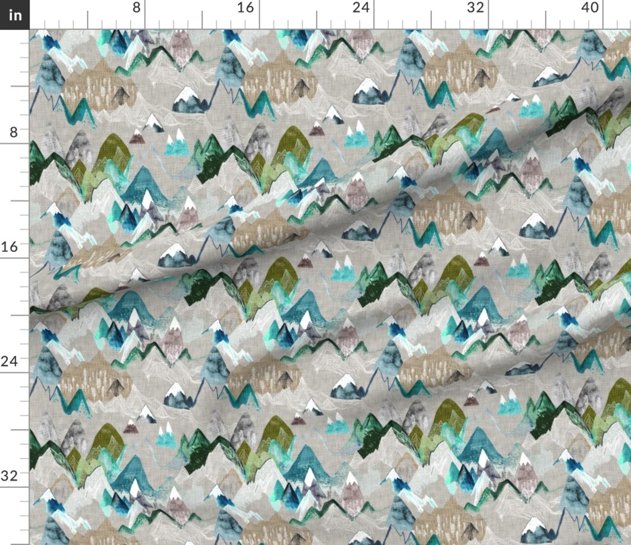 Various Fabrics by the Yard or Fat Quarter Call Mountains Olive Mountain Boy Nursery Adventure Wilderness Watercolor Peaks Custom Printed Fabric by Spoonflower